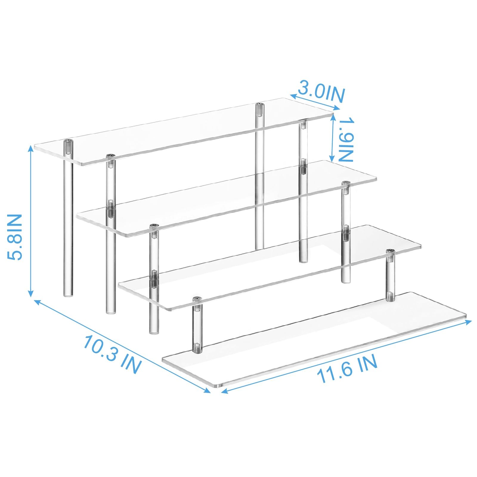 4 Tier Acrylic Perfume Organizer Stand, Clear Display Risers for Perfume, Col…