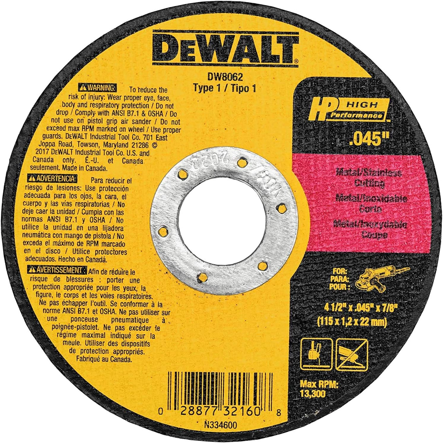 4-1/2 Inch Cut-Off Wheel, Angle Grinder Cutting Disc, General Purpose, 5-Pack (D