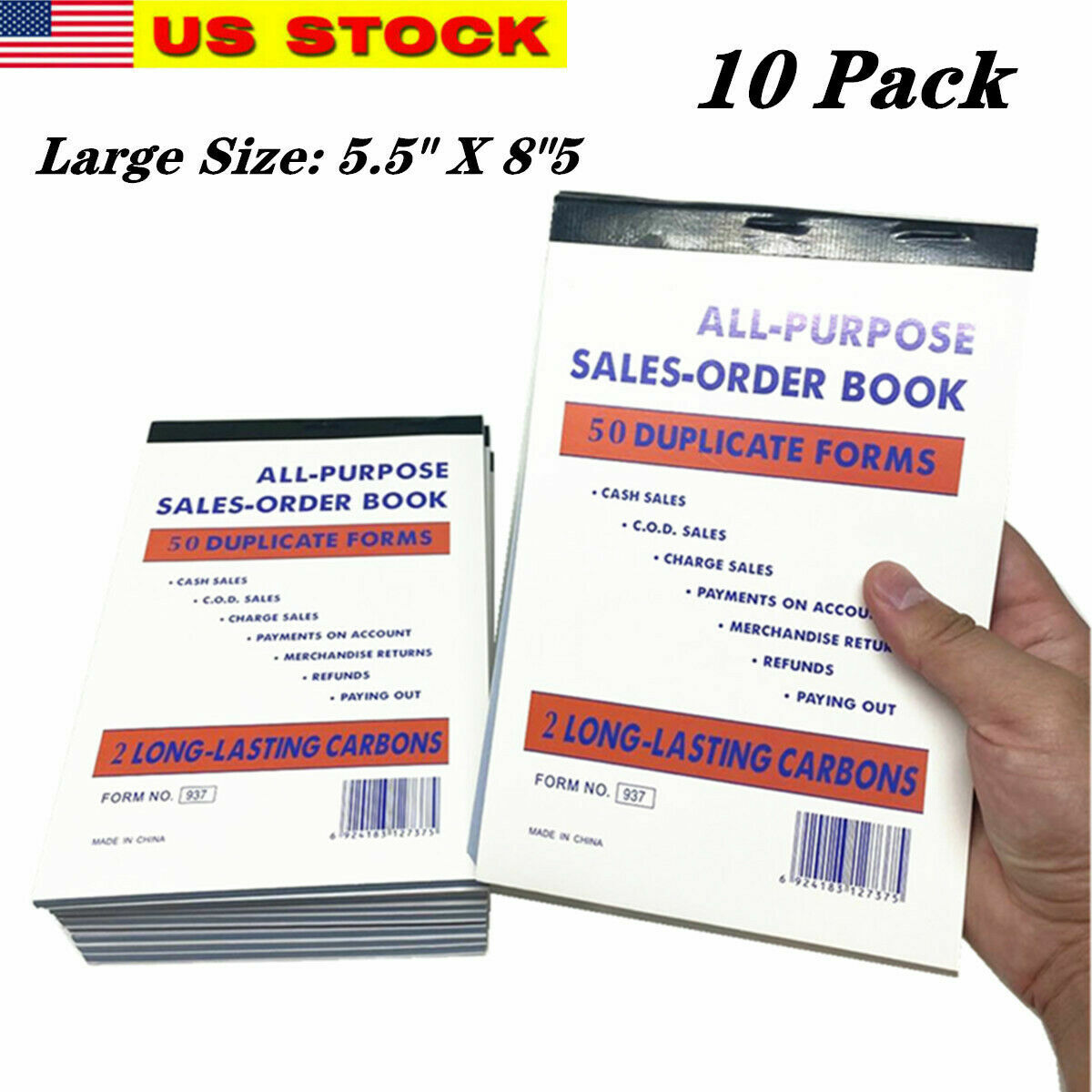 10x Large 50 Sets 5.5″ X 8.5″Sales Book Order Receipt Invoice Carbonless Copy