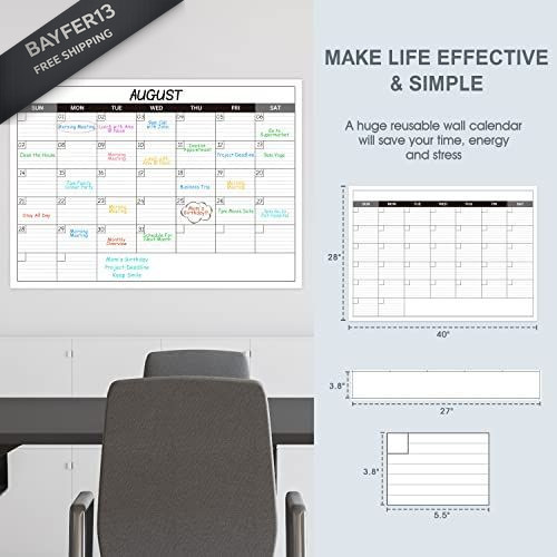 Large Dry Erase Calendar for Wall – Undated 1 Month Big 40″ x 30″
