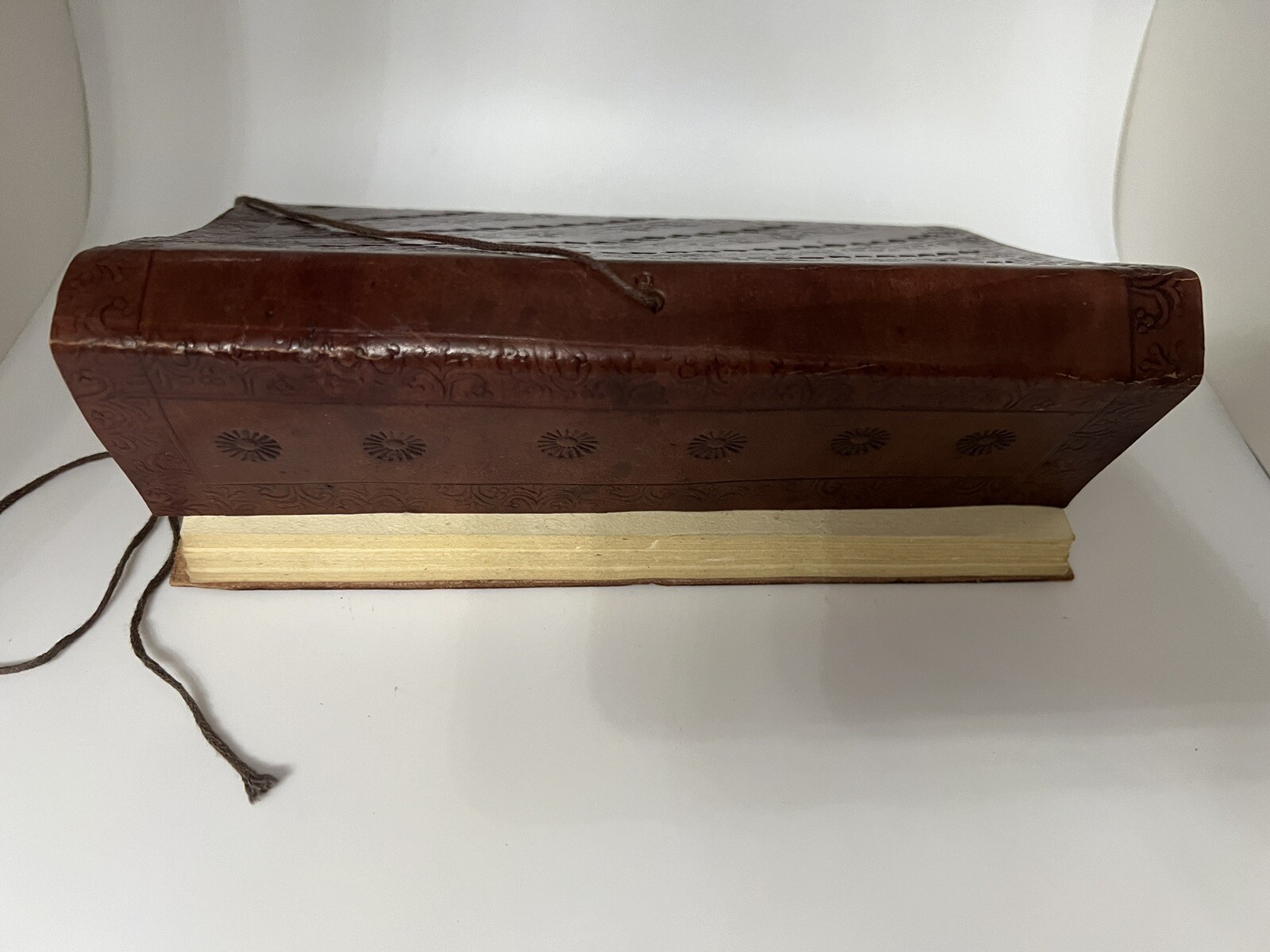 Rustic Vintage Leather journal handmade deckle edge paper grimoire sketchbook