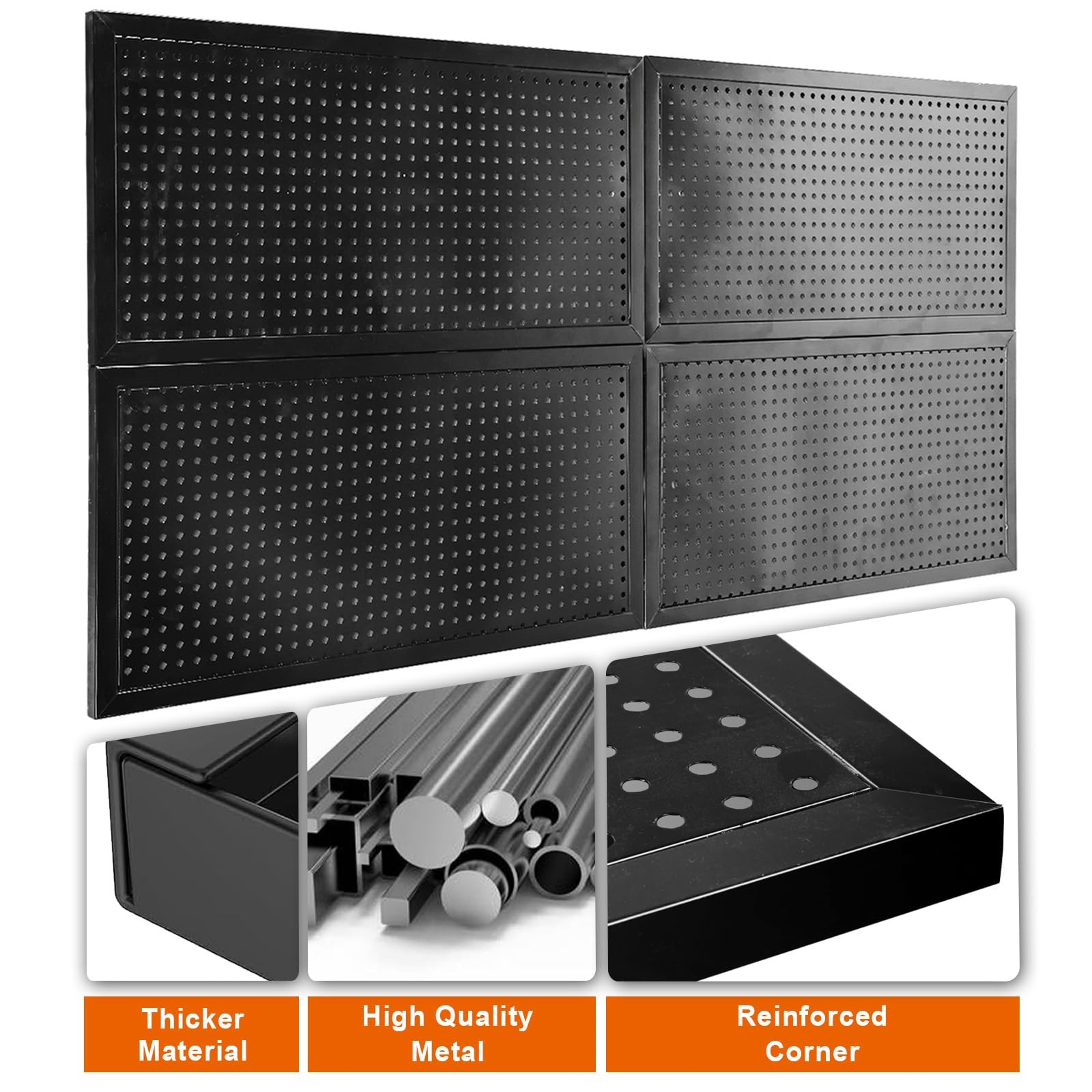 48×24 Inch Metal Pegboard Wall Organizer, Black Pegboard Panels Tool Organize…