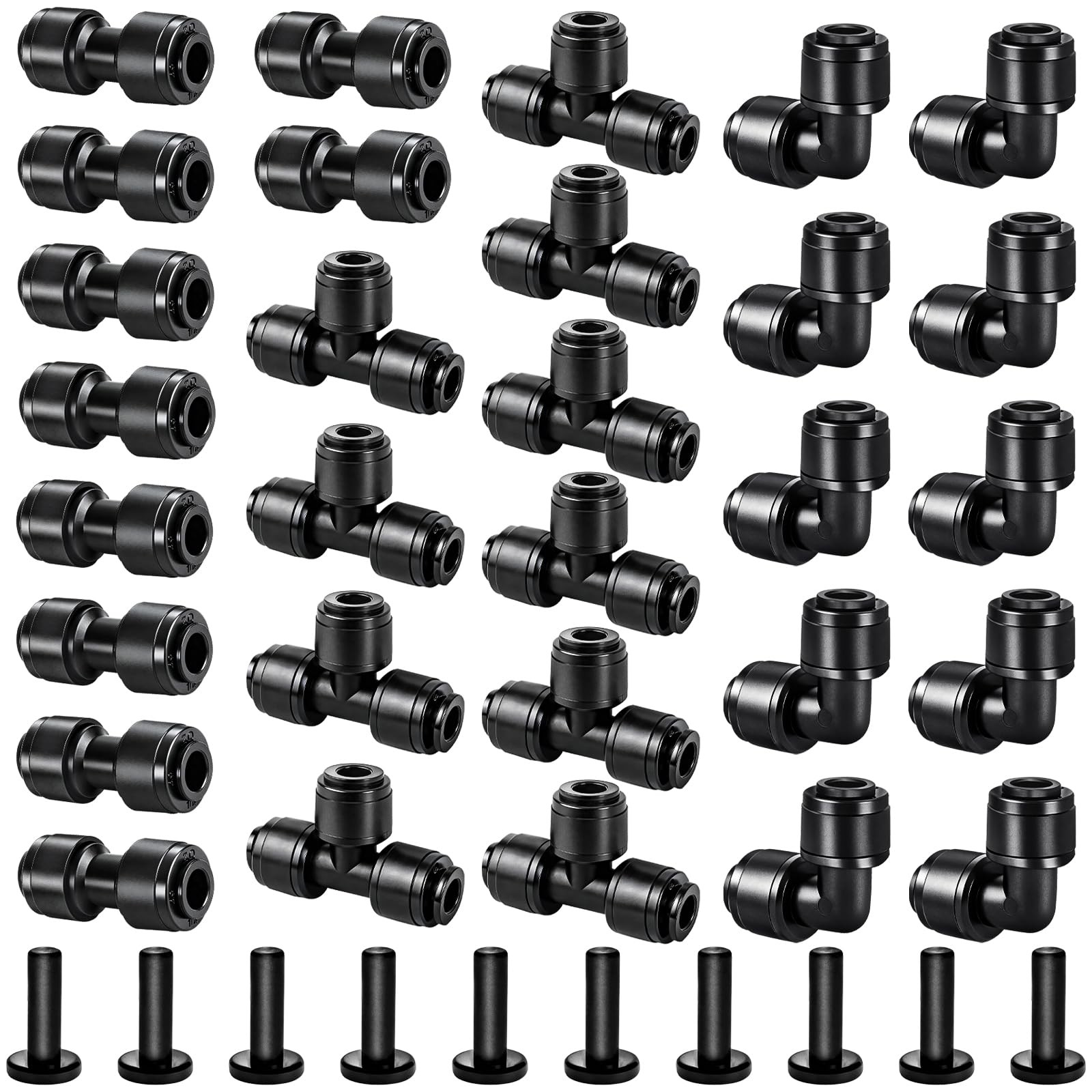 TTioDri 1/4 Inch Drip Tubing Irrigation 1/4″ Push-to-connect Fittings, Black
