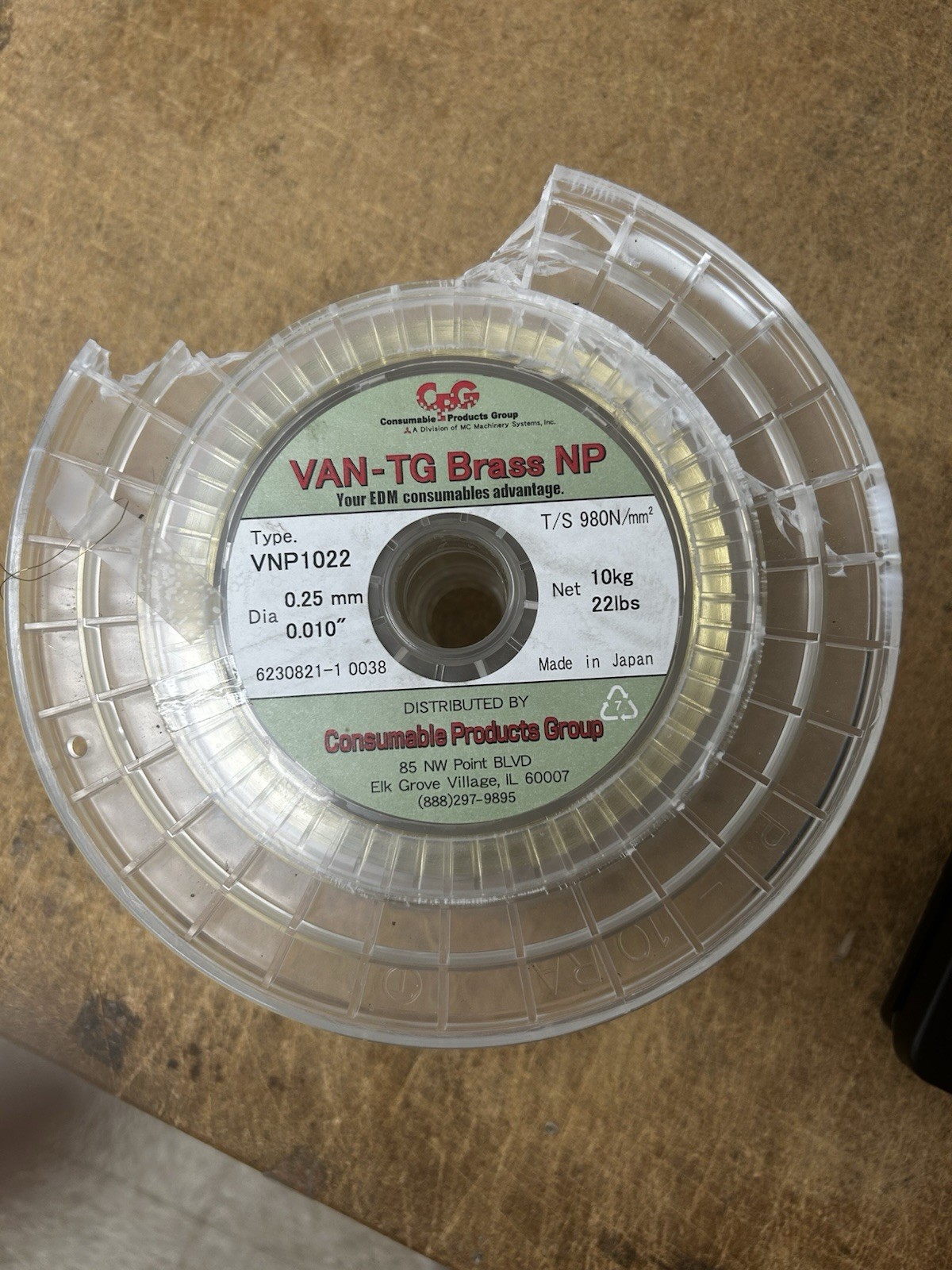 VAN-TG Brass NP Brass EDM Consumable Wire Jewelry 0.25mm 0.010″ Partial Roll 6lb