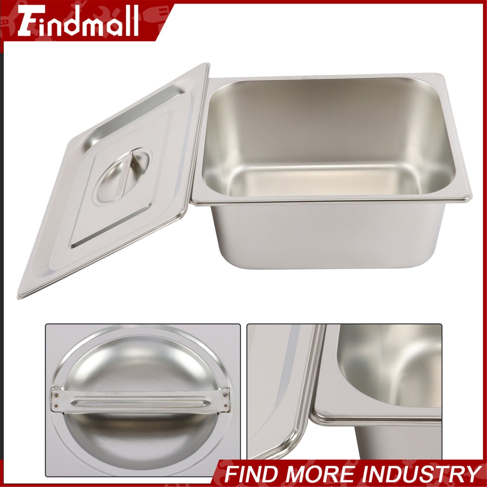 Findmall 2 Pack Hotel Pans 1/2 Size 6″ Deep Stainless Steel Steam Table with Lid