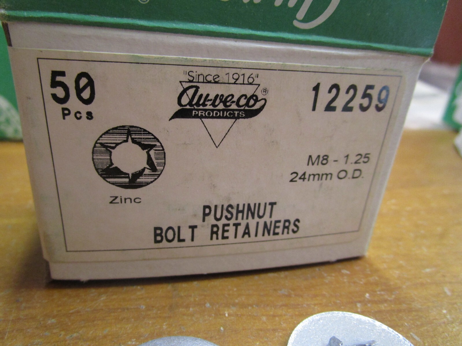 Auveco # 12259 Pushnut Bolt Retainer M8-1.25 24mm Outside Diameter Qty 50