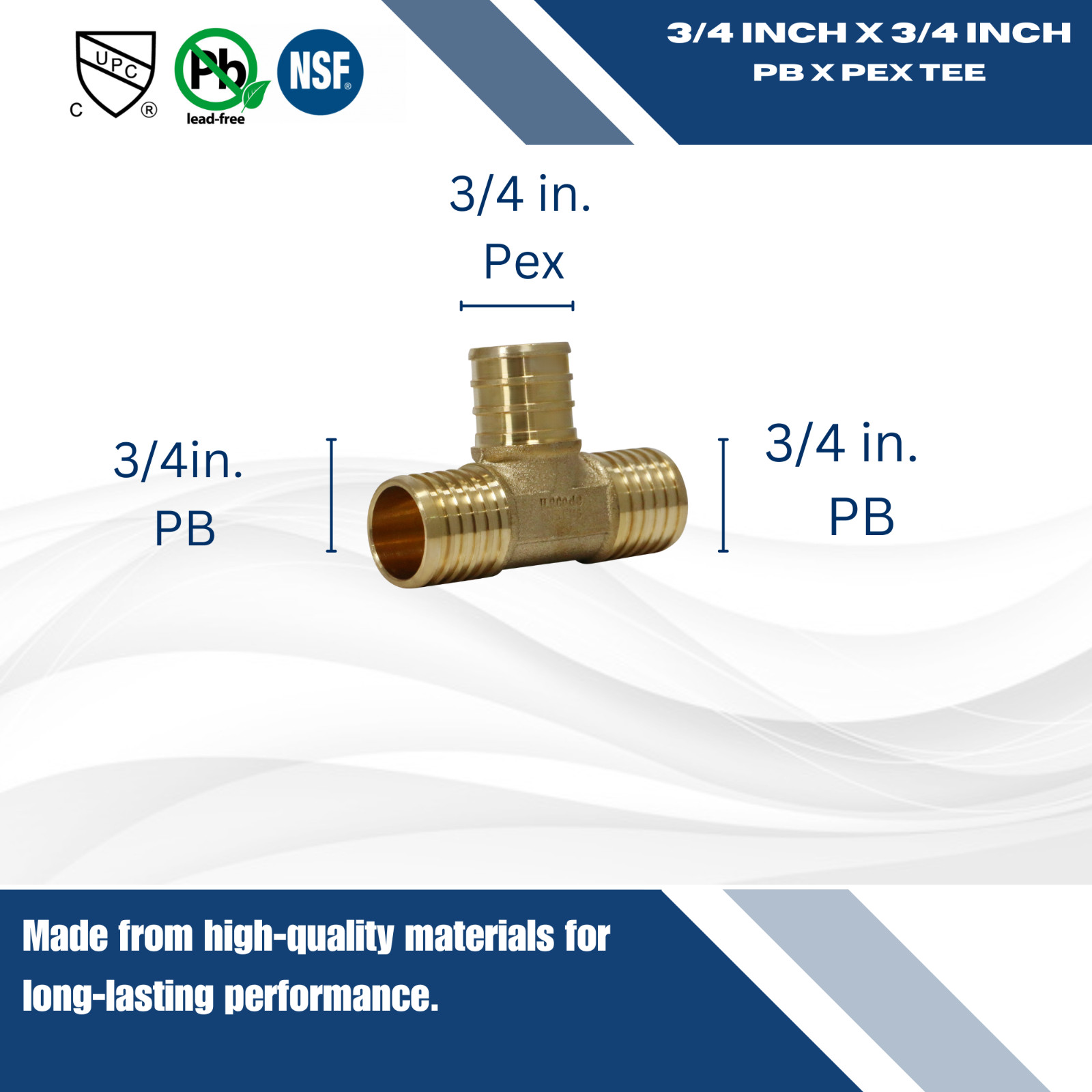 10) 3/4″ PB X 3/4″ PB X 3/4″ PEX TEE, POLYBUTYLENE PEX TEE WITH RING, REPAIR KIT