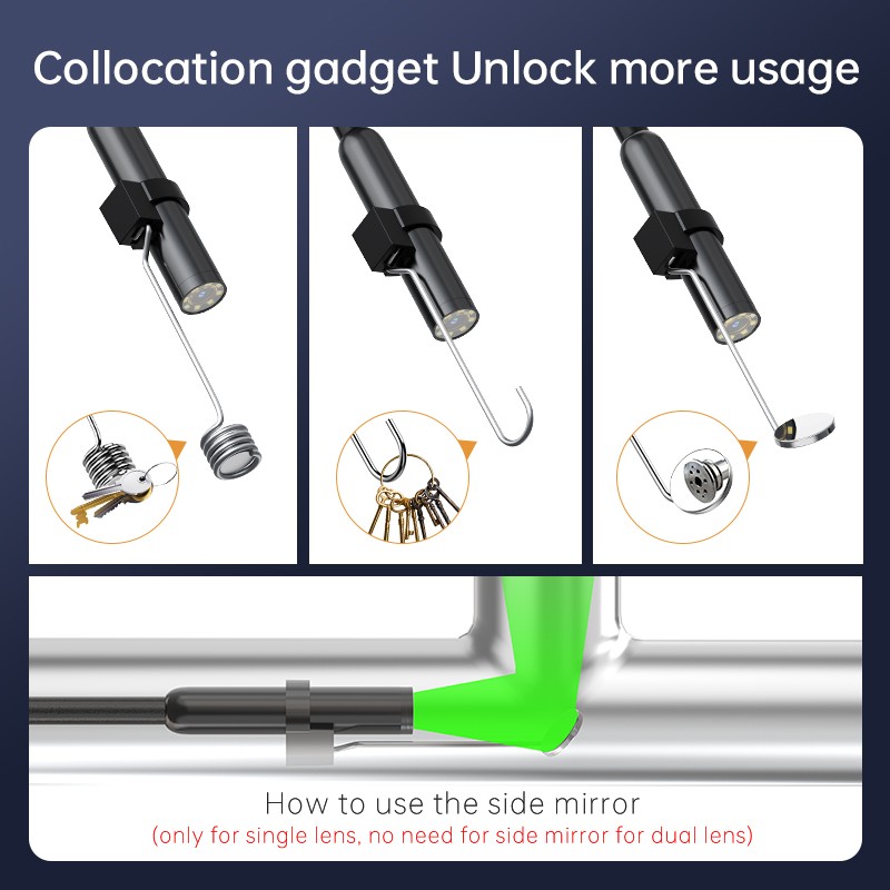 1080P HD Industrial Endoscope Borescope LCD 4.3inch 8mm Inspection Dual Lens US