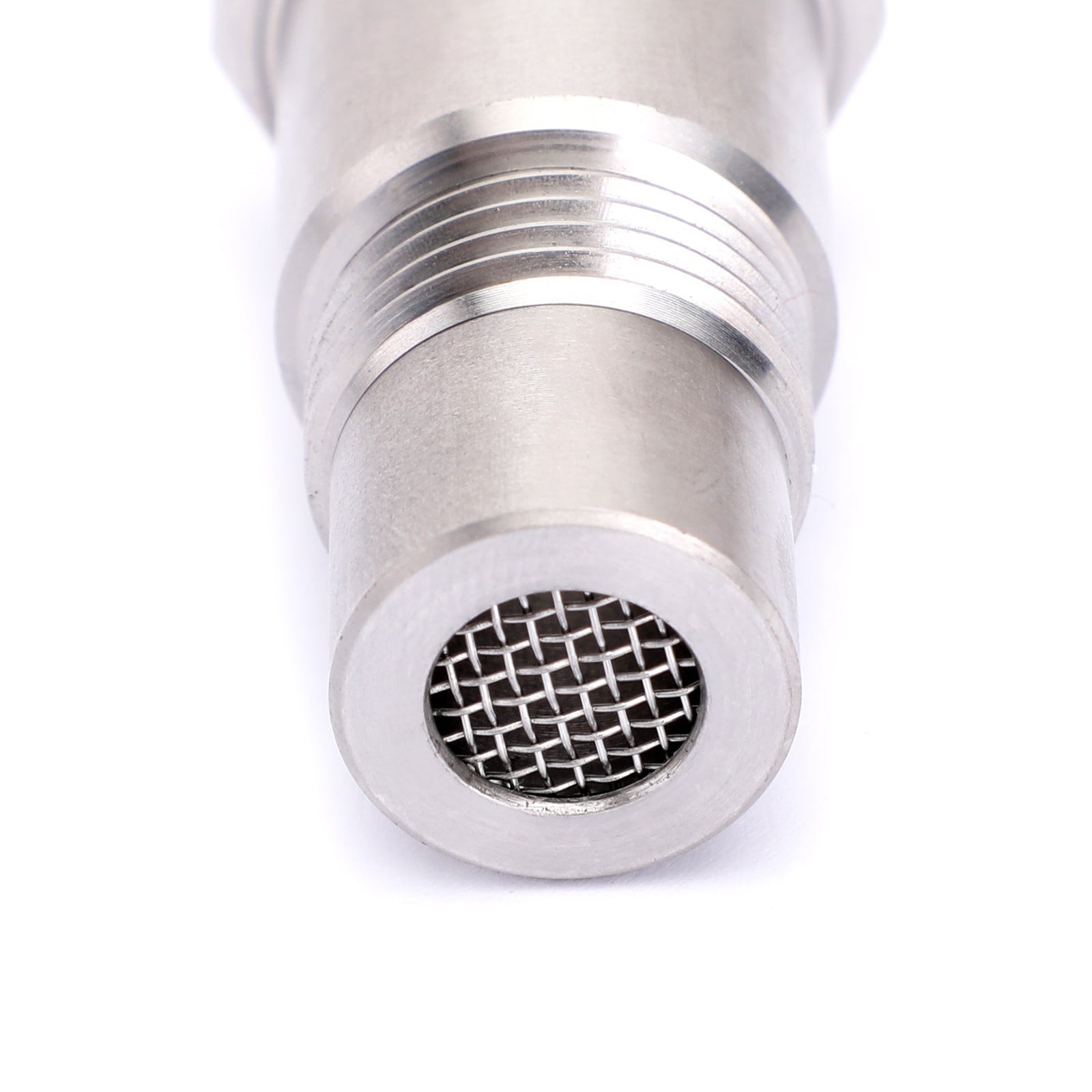 Lot of 2 Stainless Steel Threaded Adapters w/ Mesh Screen, Silver