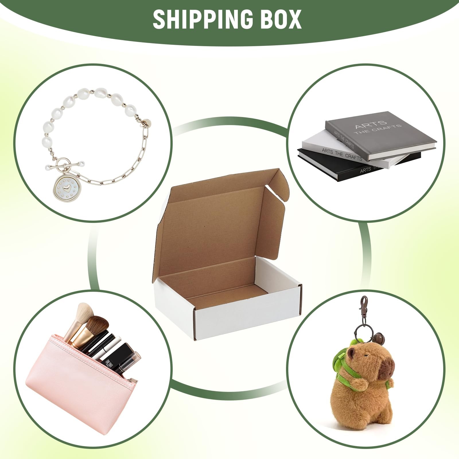 7″x5″x2″ Shipping Boxes Set of 3, White Corrugated Cardboard Box Literature M…