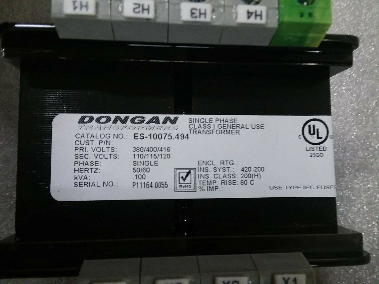 Dongan ES-10075.494 Multi Tap Transformer 100VA 380 400 416 / 110vac 115vac 120