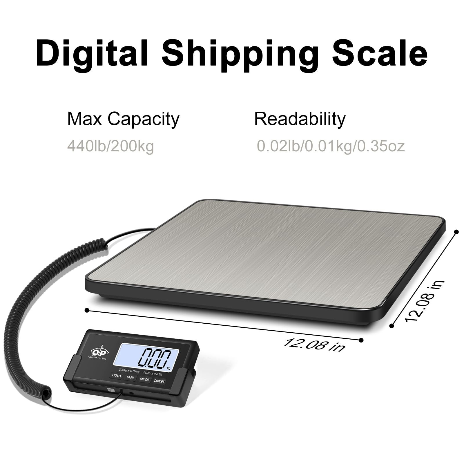 QP Shipping Scale for Packages, 440lb/0.35oz High Accuracy Digital Postal Sca…