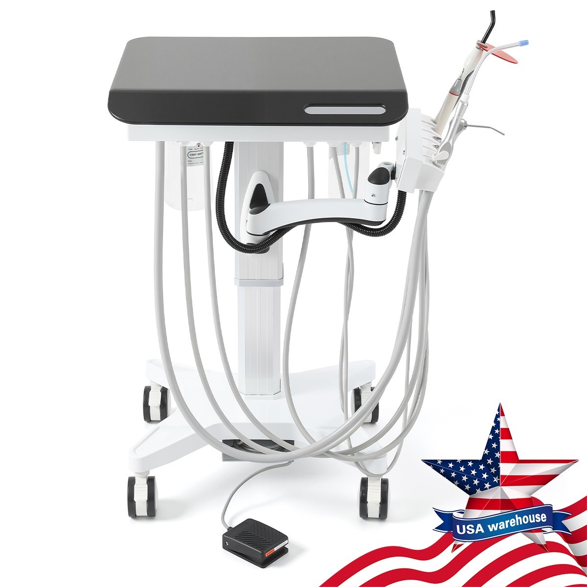 Portable Dental Delivery Unit Cart System /40L Silent Oil-Free Air Compressor