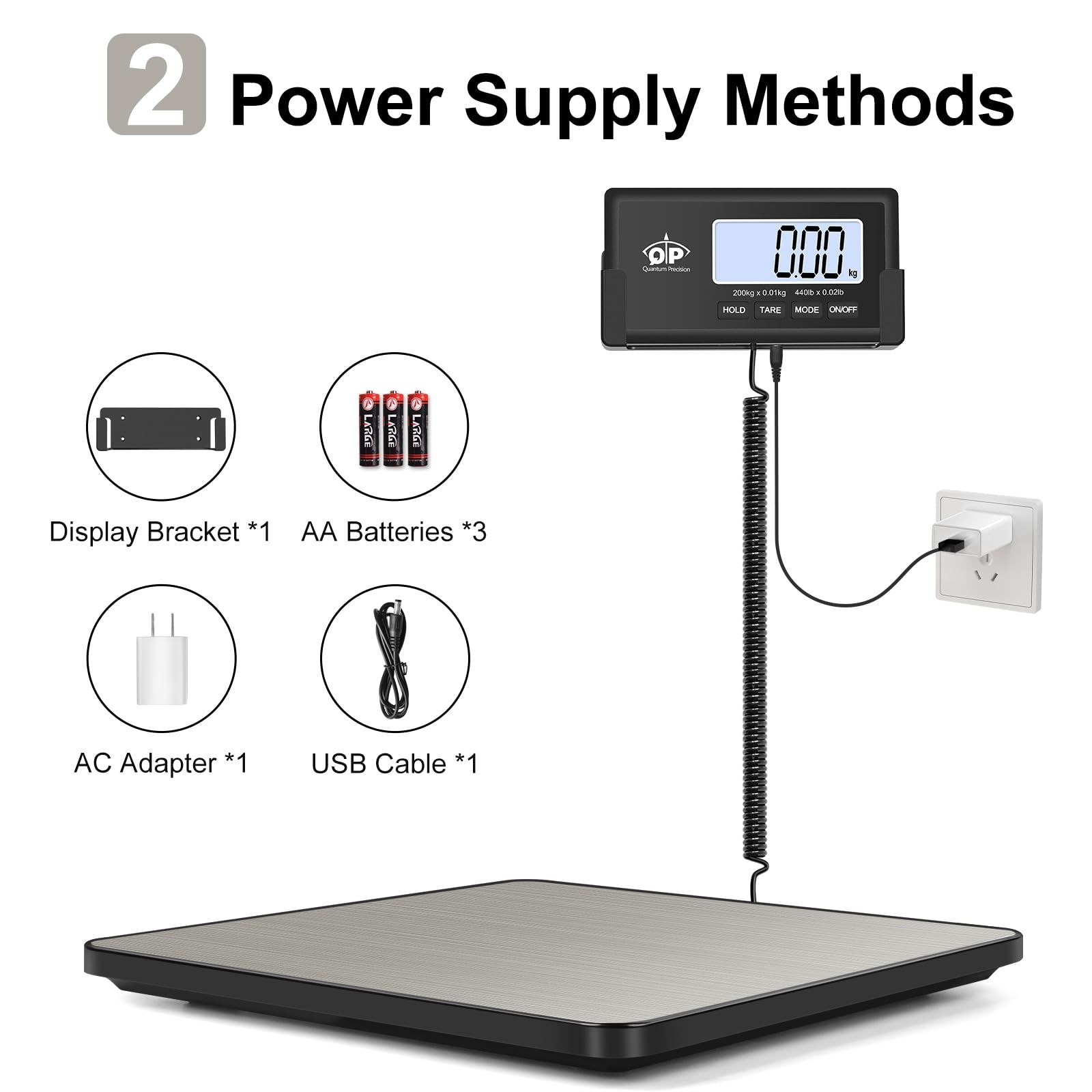 QP Shipping Scale for Packages, 440lb/0.35oz High Accuracy Digital Postal Sca…