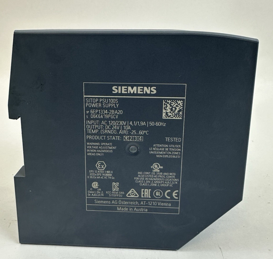 Siemens 6EP1334-2BA20 SITOP Power Supply 24VDC 10A 120/230VAC
