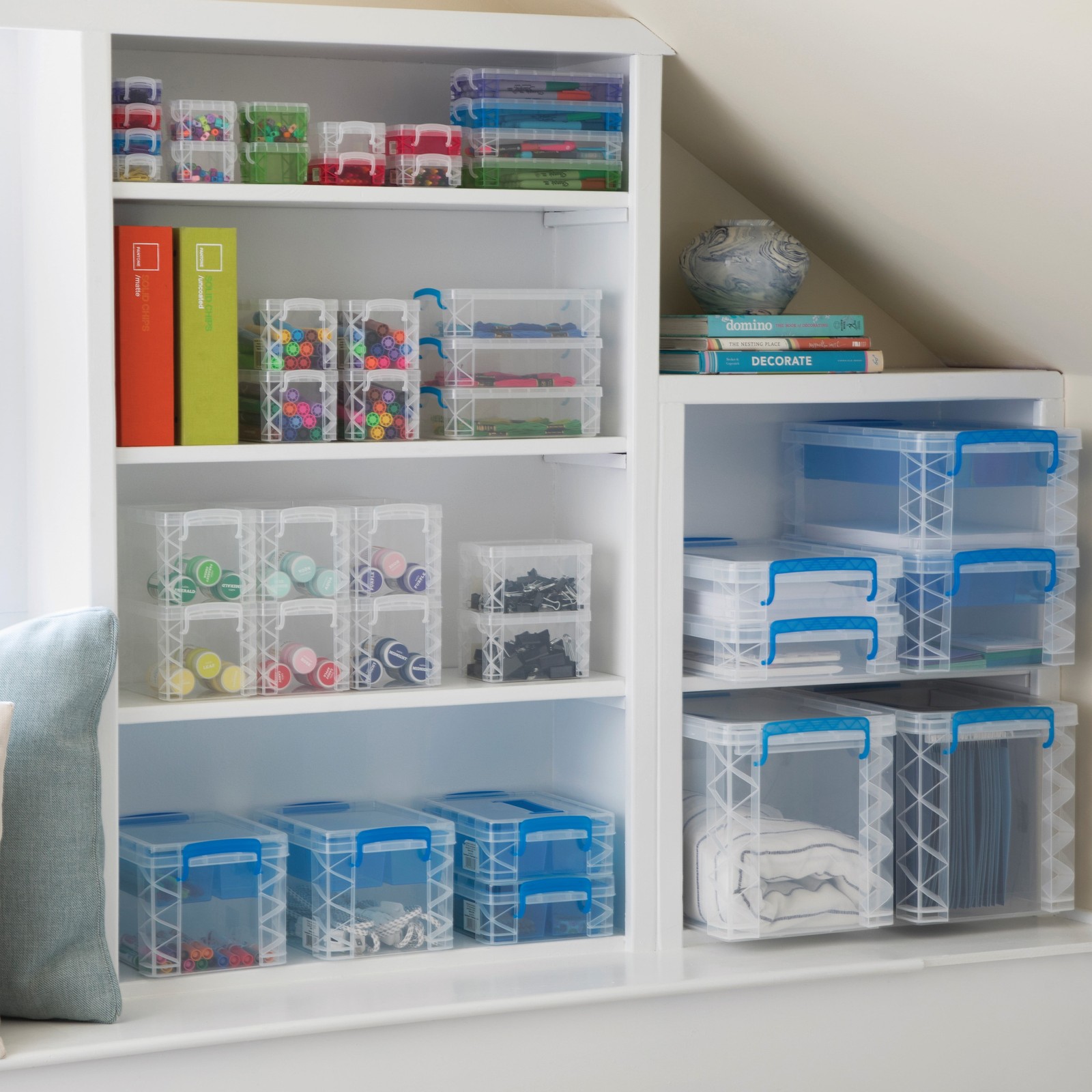 Heavy Duty Clear Storage Box W/ Stackable Design For Craft Supplies