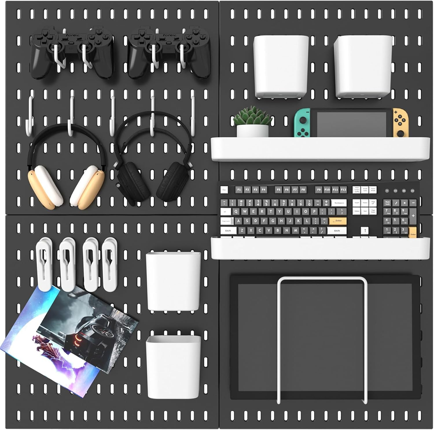 Pegboard Combination Kit, 25.2″ X 25.2″ Wall Mounted Storage Set with 4 Pegboard