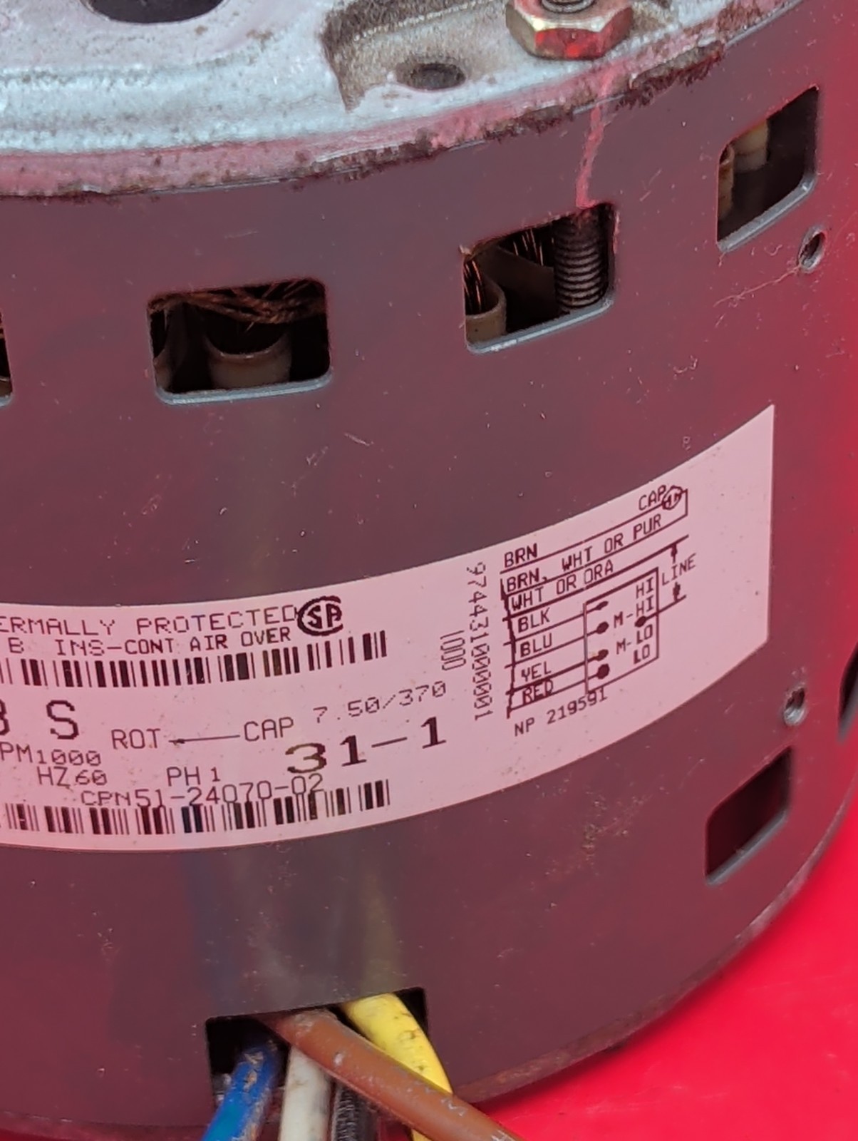 GE 5KCP39KGS018S Blower Motor 51-24070-02 1/2 HP 1000 RPM 115V