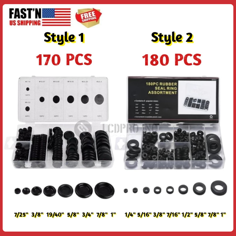 170/180 Rubber Grommet Assortment Kit Set Firewall Hole Electrical Wiring Gasket