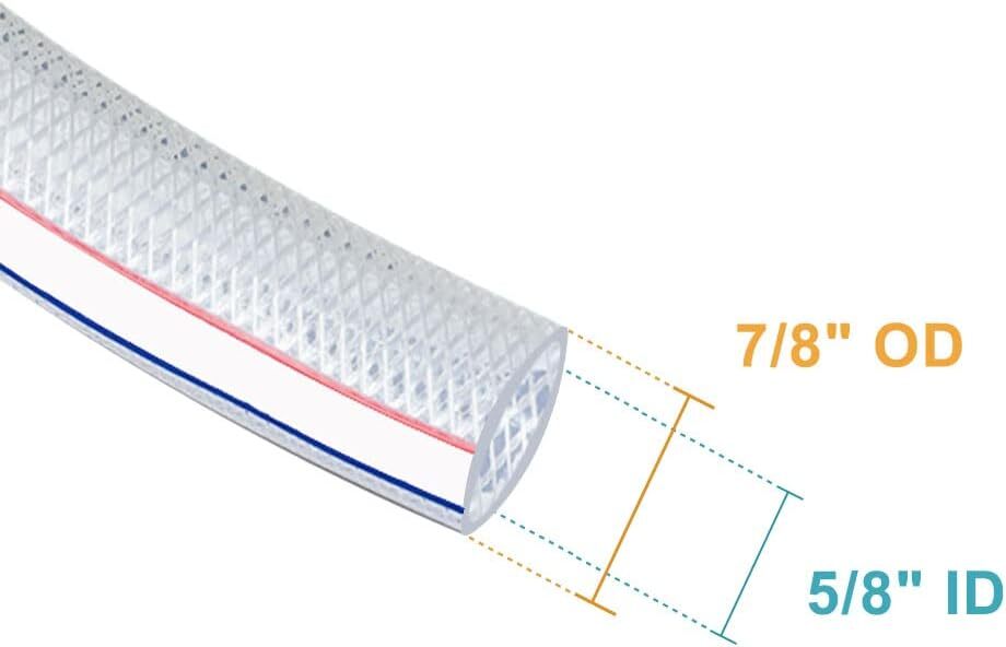 Braided PVC Tubing 5/8 Inch ID 3.28FT Durable Flexible Transparent Hose