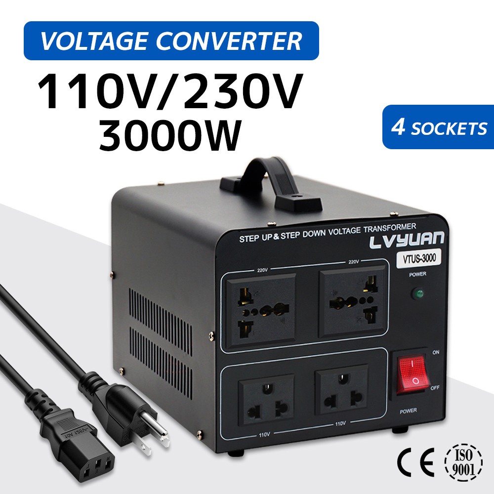 3000W Voltage Transformer Converter Step Up Down 110V 220V-240V Heavy Duty Power