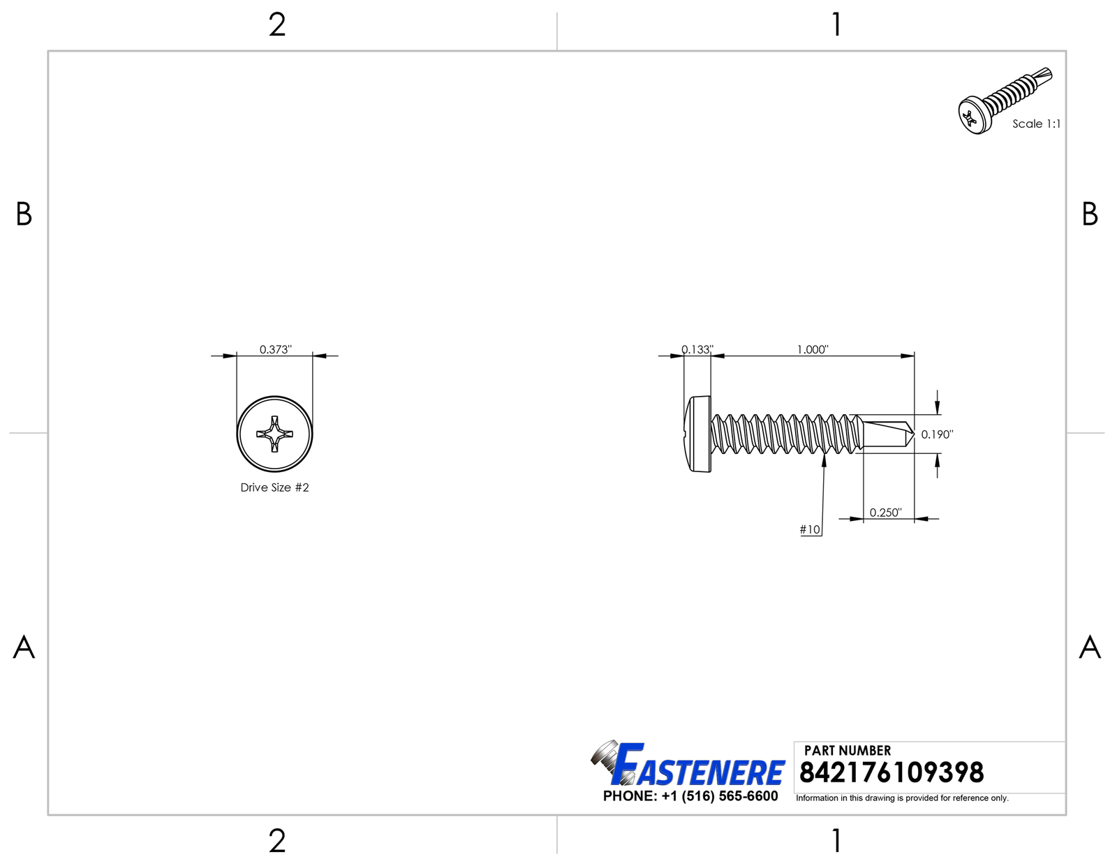 #10 x 1″ Phillips Pan Head Self Drilling Metal Tek Screws Stainless Qty 100