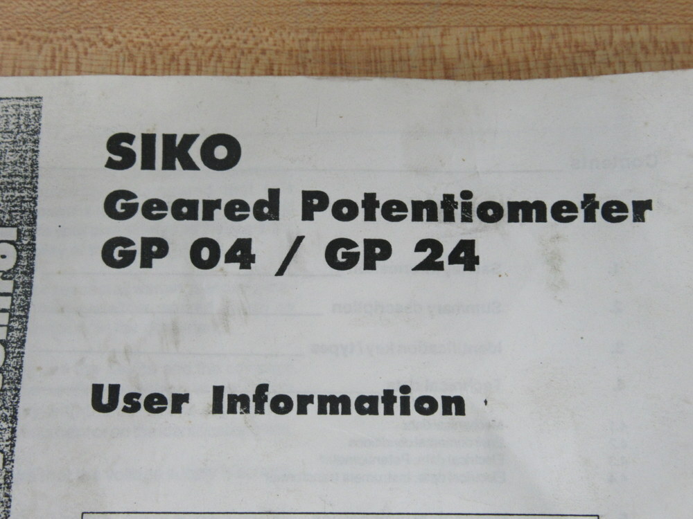 Siko GP24-0061 Geared Potentiometer GP240061