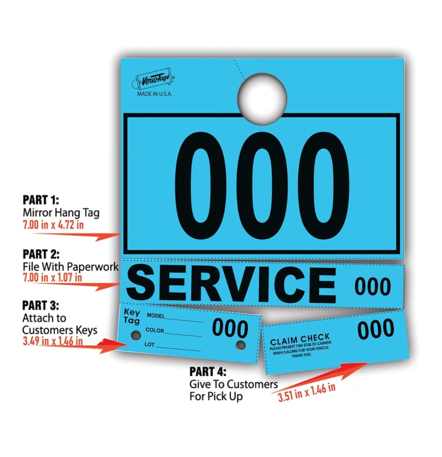 Service Dispatch Numbers RL78 Style Mirror Hang Tags Numbered (Blue, 000-999)