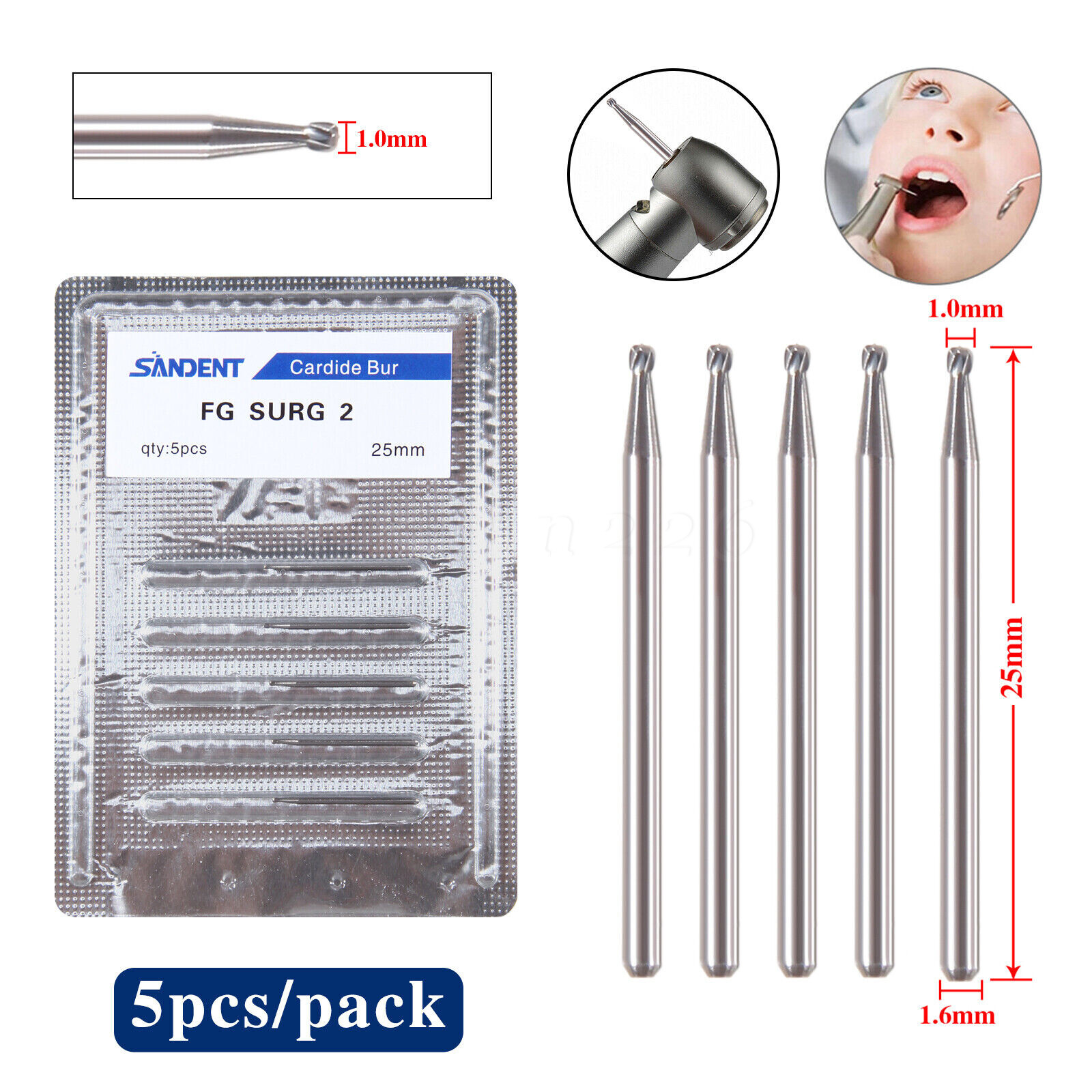 Dental Surgical Bur Diamond Carbide Bur FG Flame Ball Round Drill High Speed Bur