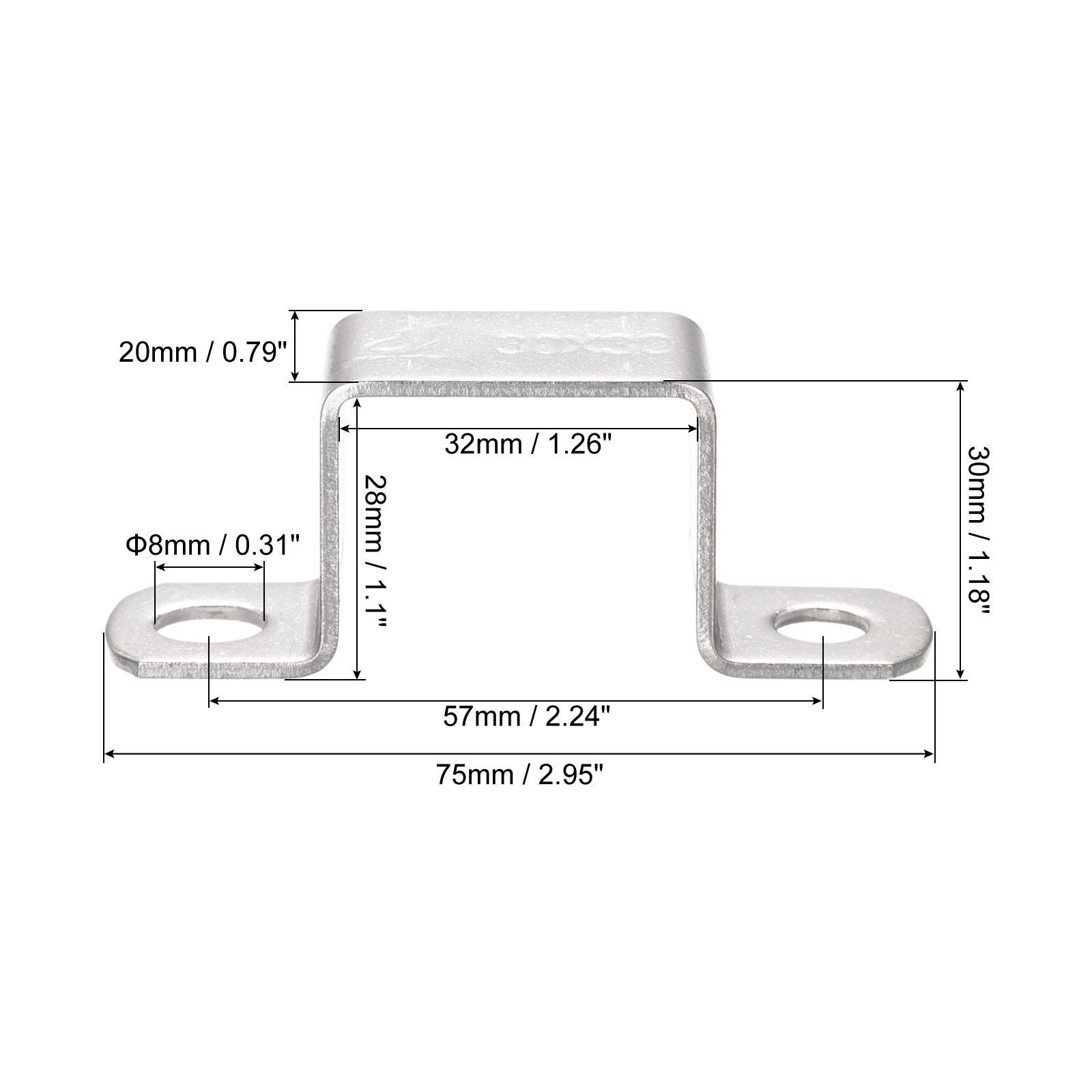 6pack U Shaped Connector Bracket 28 x 32mm 304 Stainless Steel
