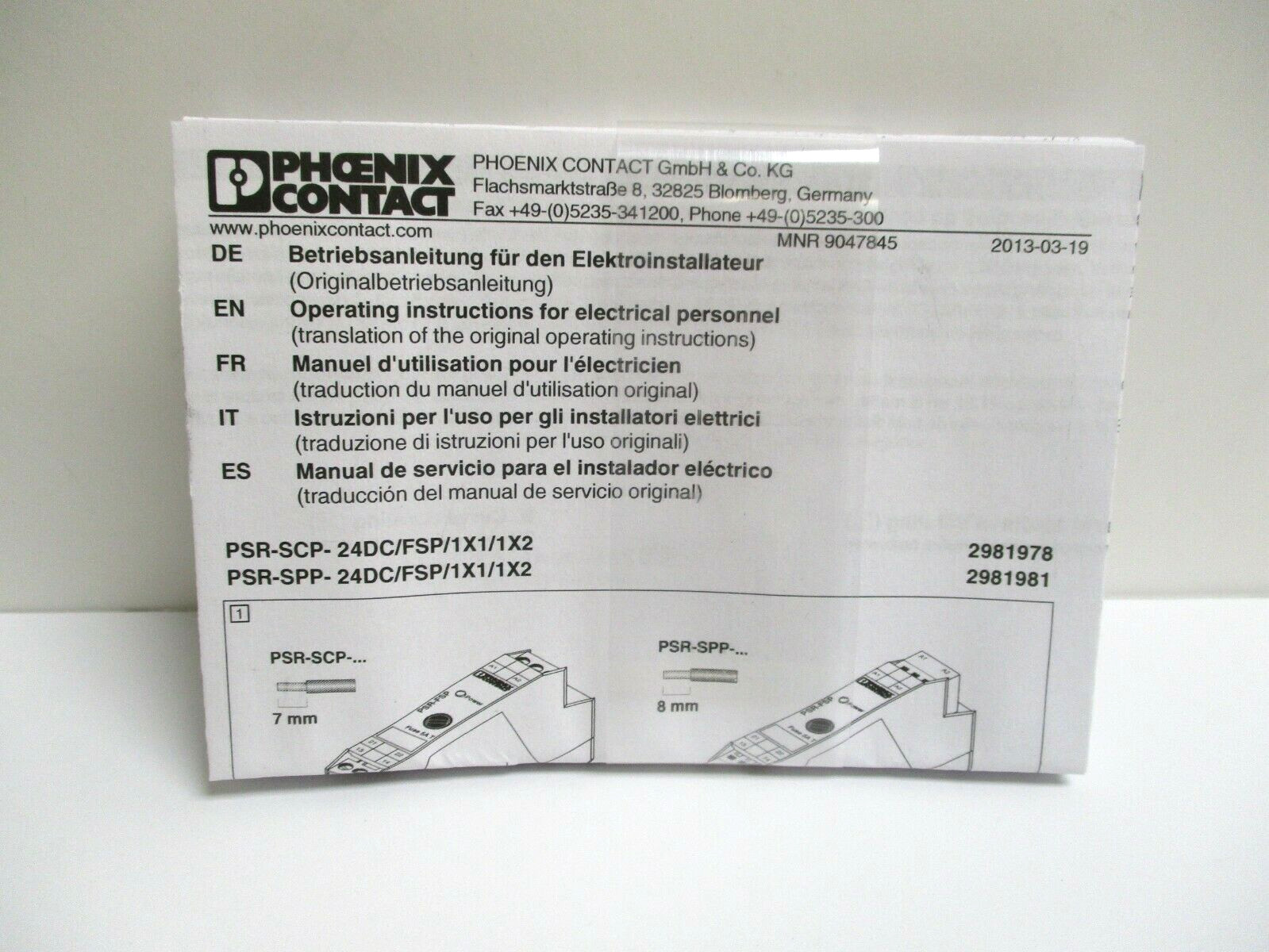 PHOENIX CONTACT, 2981978, PSR-SCP-24VDC/FSP/1X1/1X2, SAFETY RELAY