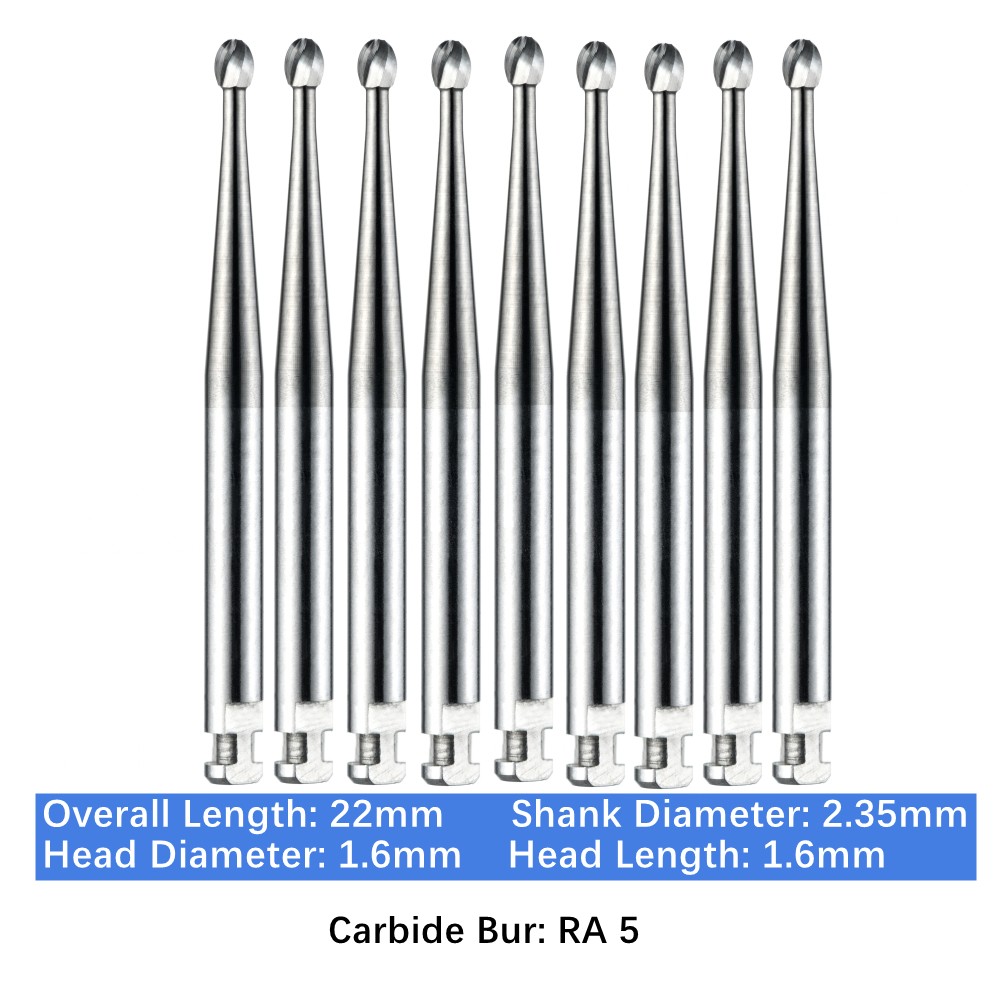 10-100pc Vakker Dental Round Latch Carbide Burs RA 5 Midwest LA for Slow Speed