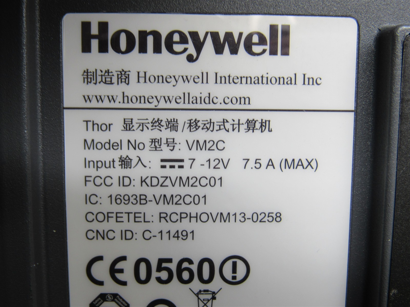 Honeywell Thor VM2C Mount Computer VM2C1A1A1AUS0AA Ram with OS
