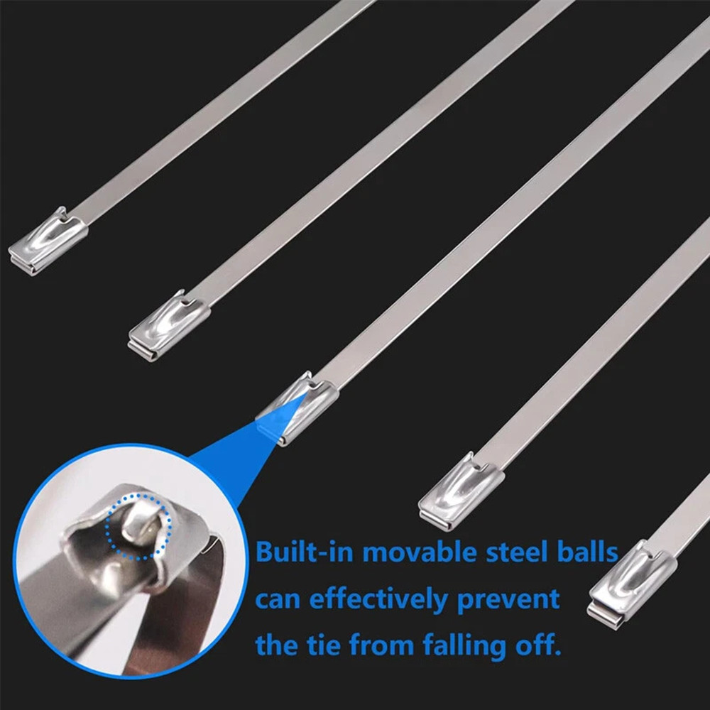 300MM X 4.6MM STAINLESS STEEL METAL CABLE TIES WRAP HEAT EXHAUST ZIP TIE TL