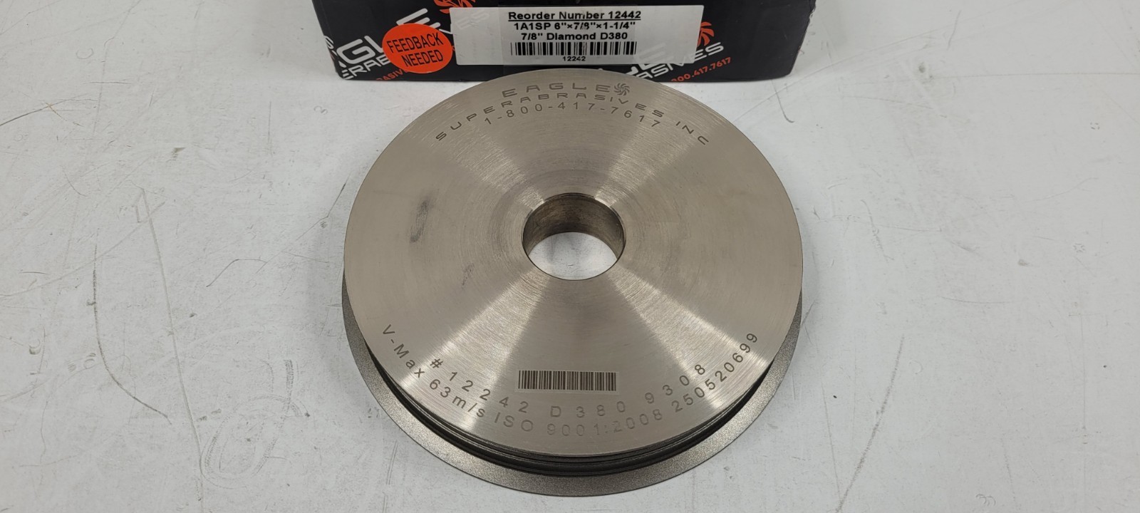 EAGLE SUPERABRASIVES DIAMOND WHEEL GRINDING 1A1SP 6″ x 7/8″ x 1-1/4″ 7/8″ D380