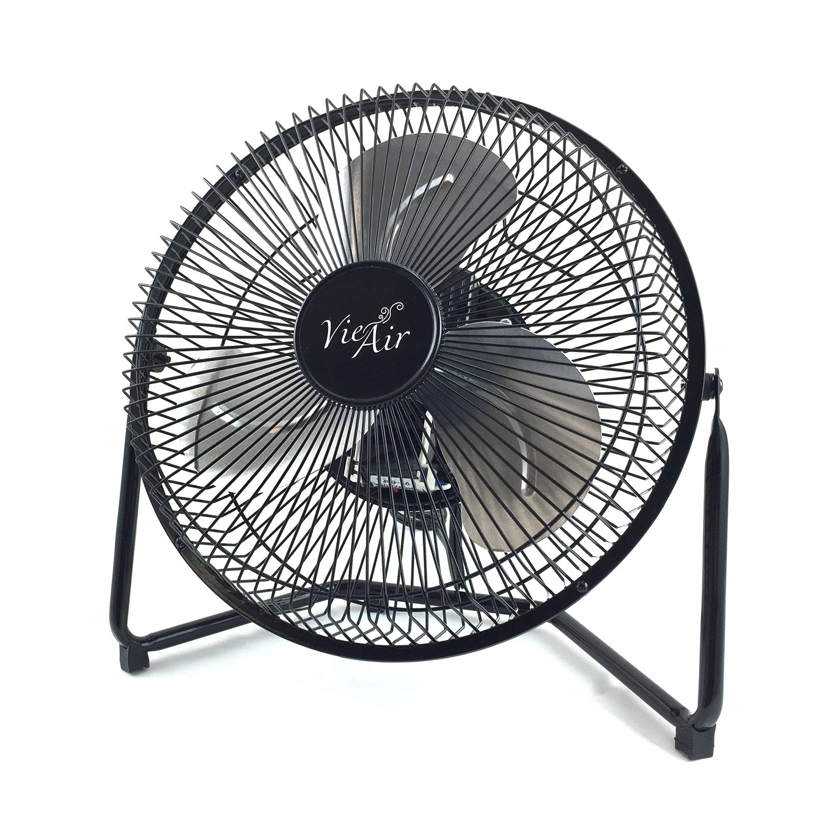 Vie Air 9″ High Velocity Tilting 3 Speed Durable Metal Floor Fan (Black)