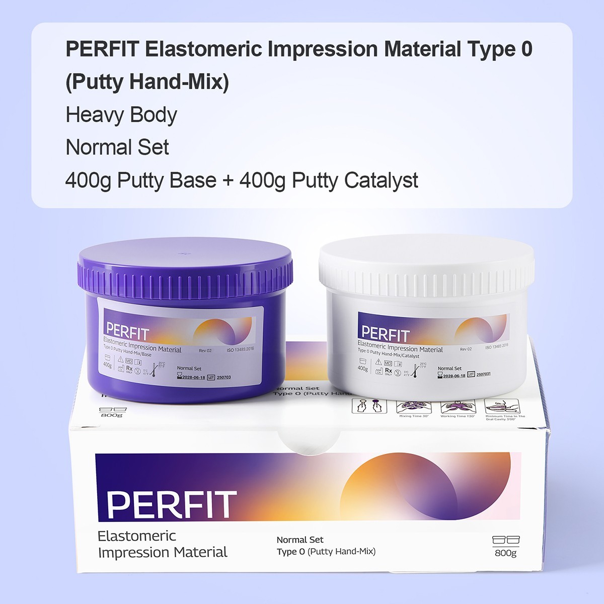 AZDENT Material de impresión dental putty conjunto rápido/normal 400g*2