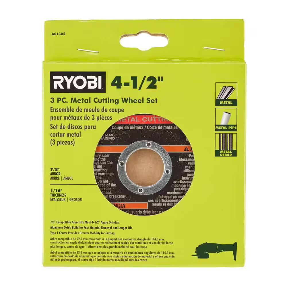 Ryobi 4-1/2 in. Metal Cutting Wheel (3-Piece)