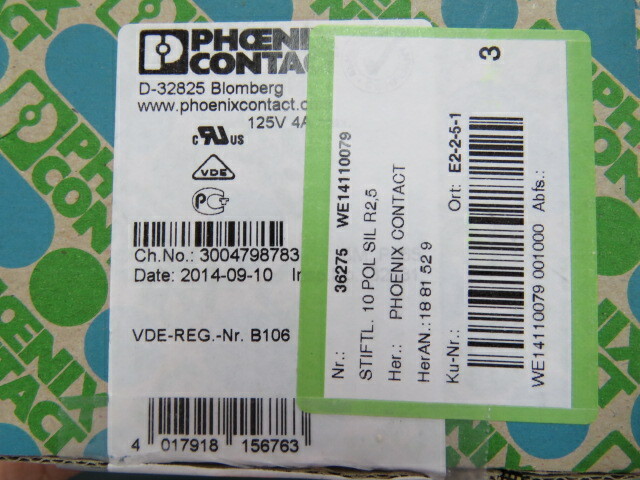 PHOENIX CONTACT 18 81 52 9 Qty of 10 per Lot Conn Shrouded Header HDR 10 POS 2.