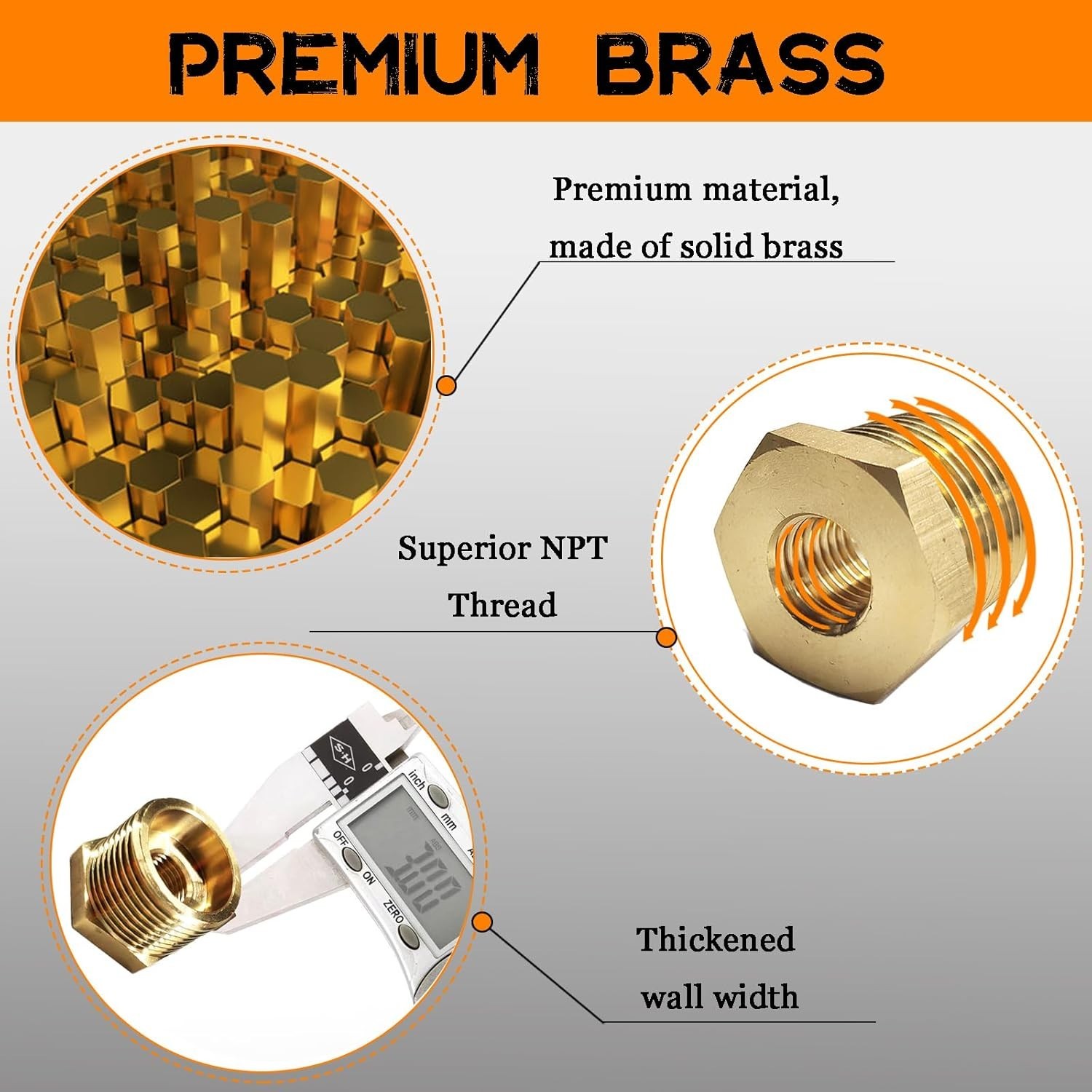Corrosion-Resistant 3/4″ to 3/8″ NPT Brass Reducer – 2 Pieces for Plumbing
