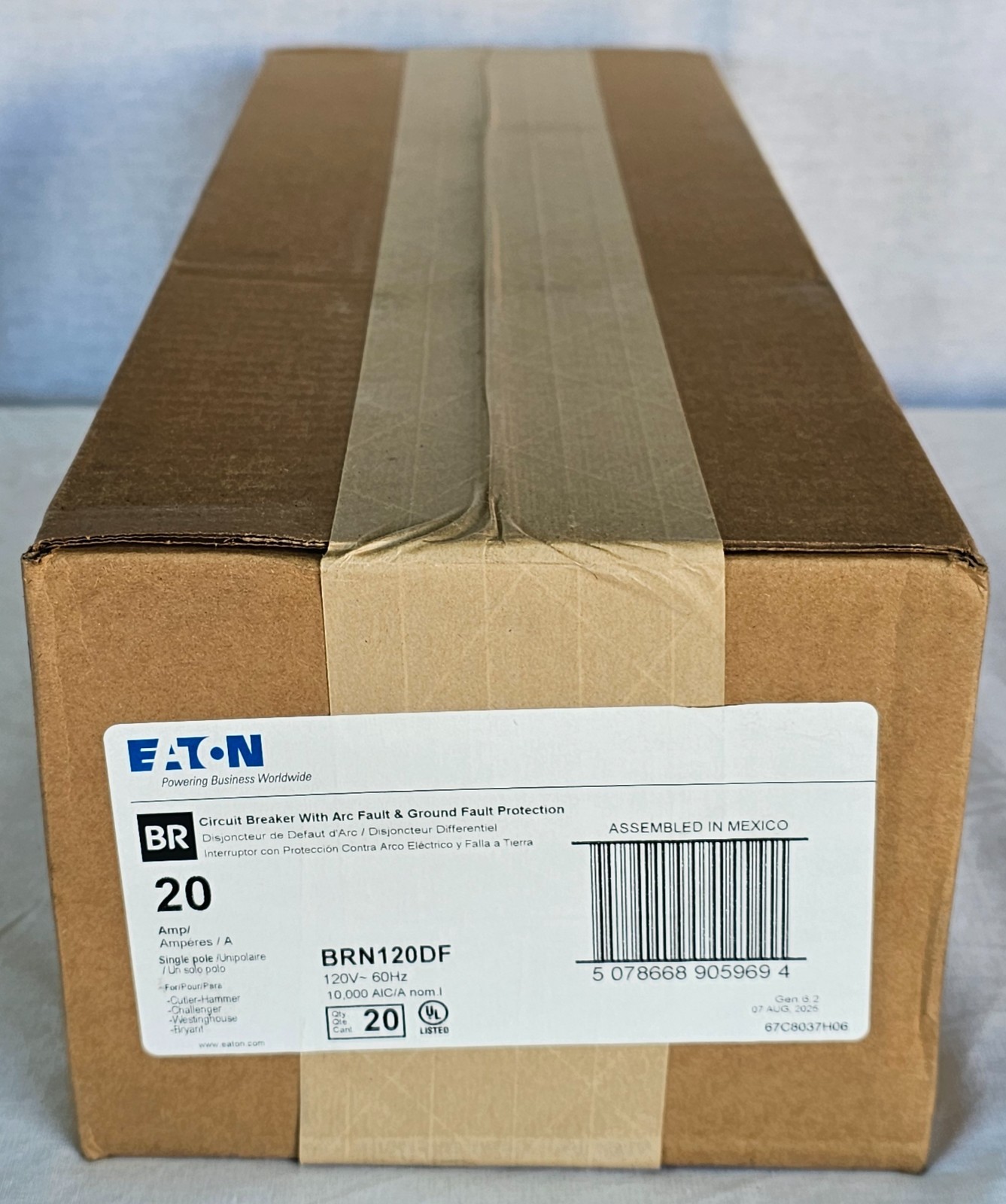 Eaton BRN120DF – 20 Amp Dual Purpose AFCI GFCI Circuit Breaker 1P 20A – 20 Pack