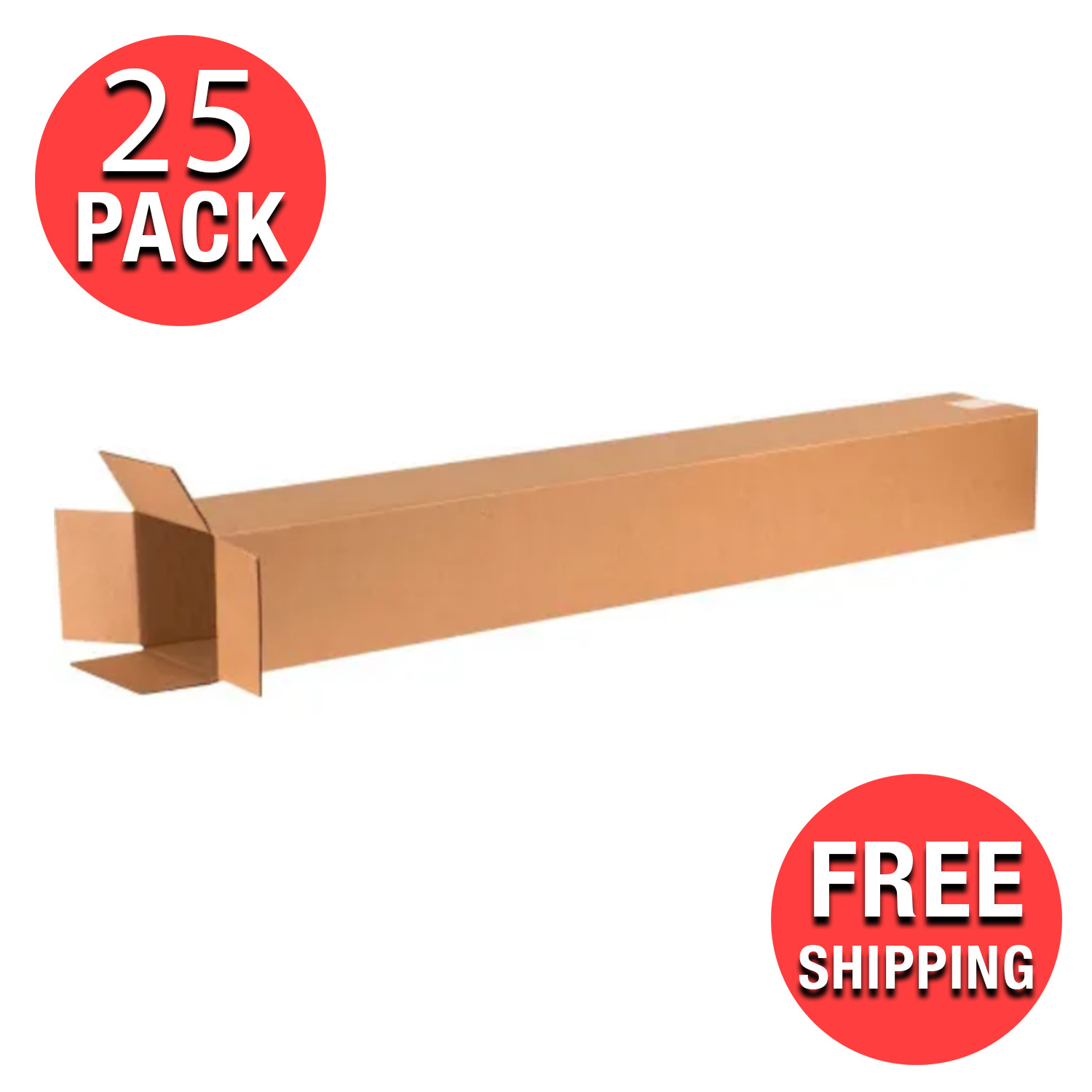 (25-Pack) 6″ x 6″ x48″ Tall Kraft Cardboard Corrugated Shipping Boxes Moving Box