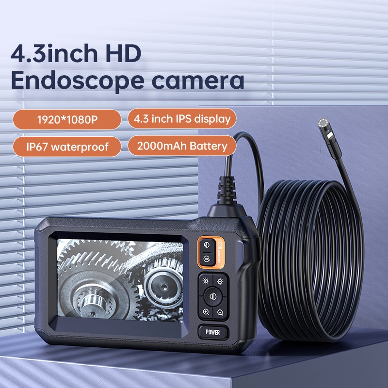 1080P HD Industrial Endoscope Borescope LCD 4.3inch 8mm Inspection Dual Lens US