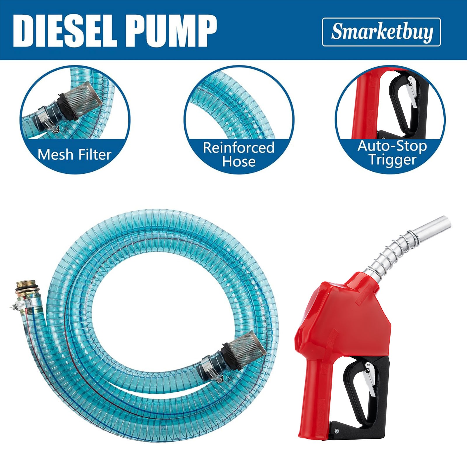110V Electric Diesel Oil Fuel Transfer Pump w/ Meter with 13′ Hose & Nozzle Kit