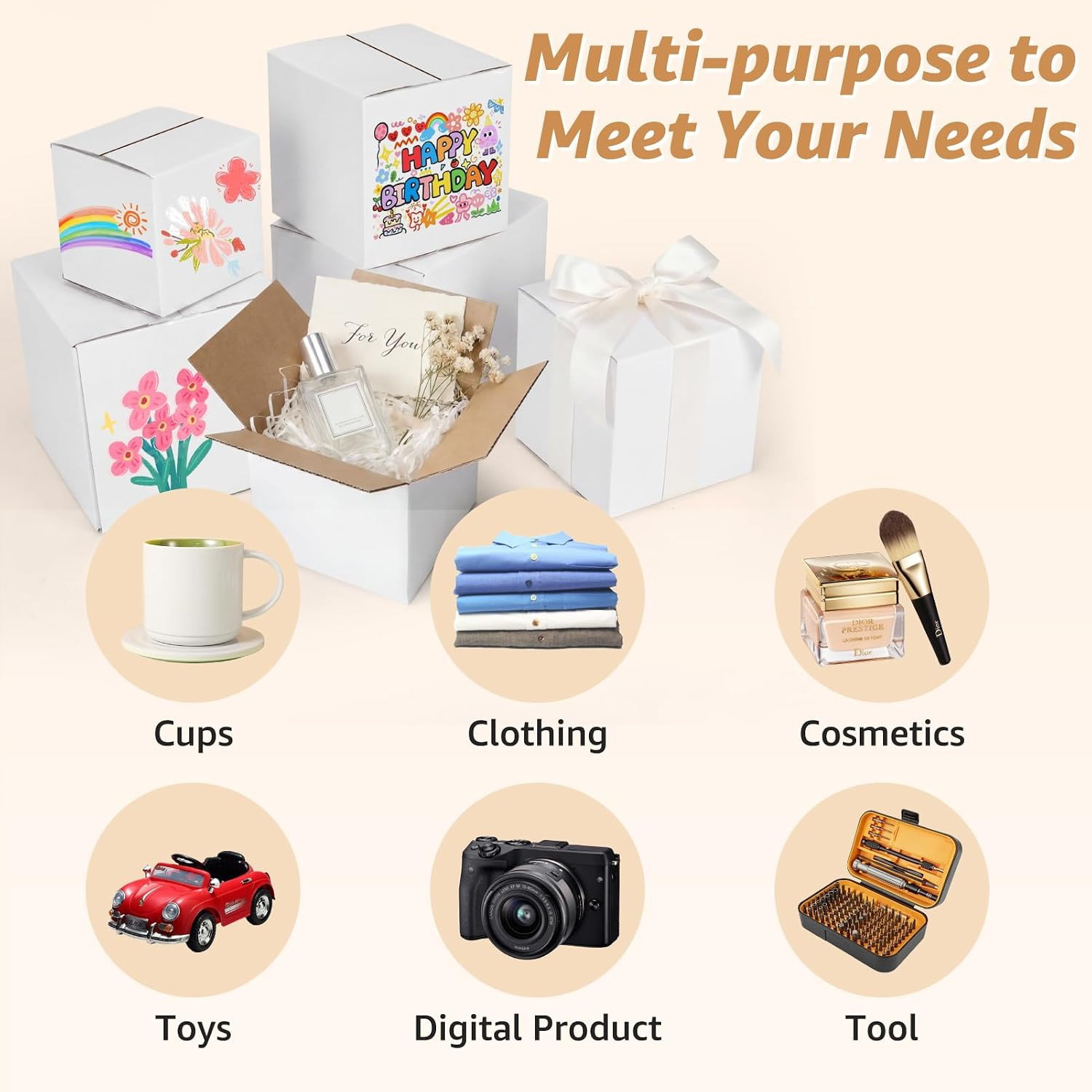 30 Pack 4X4X4, 5X5X5, 6X6X6 Assorted Sizes Shipping Boxes for Small Business, Ea