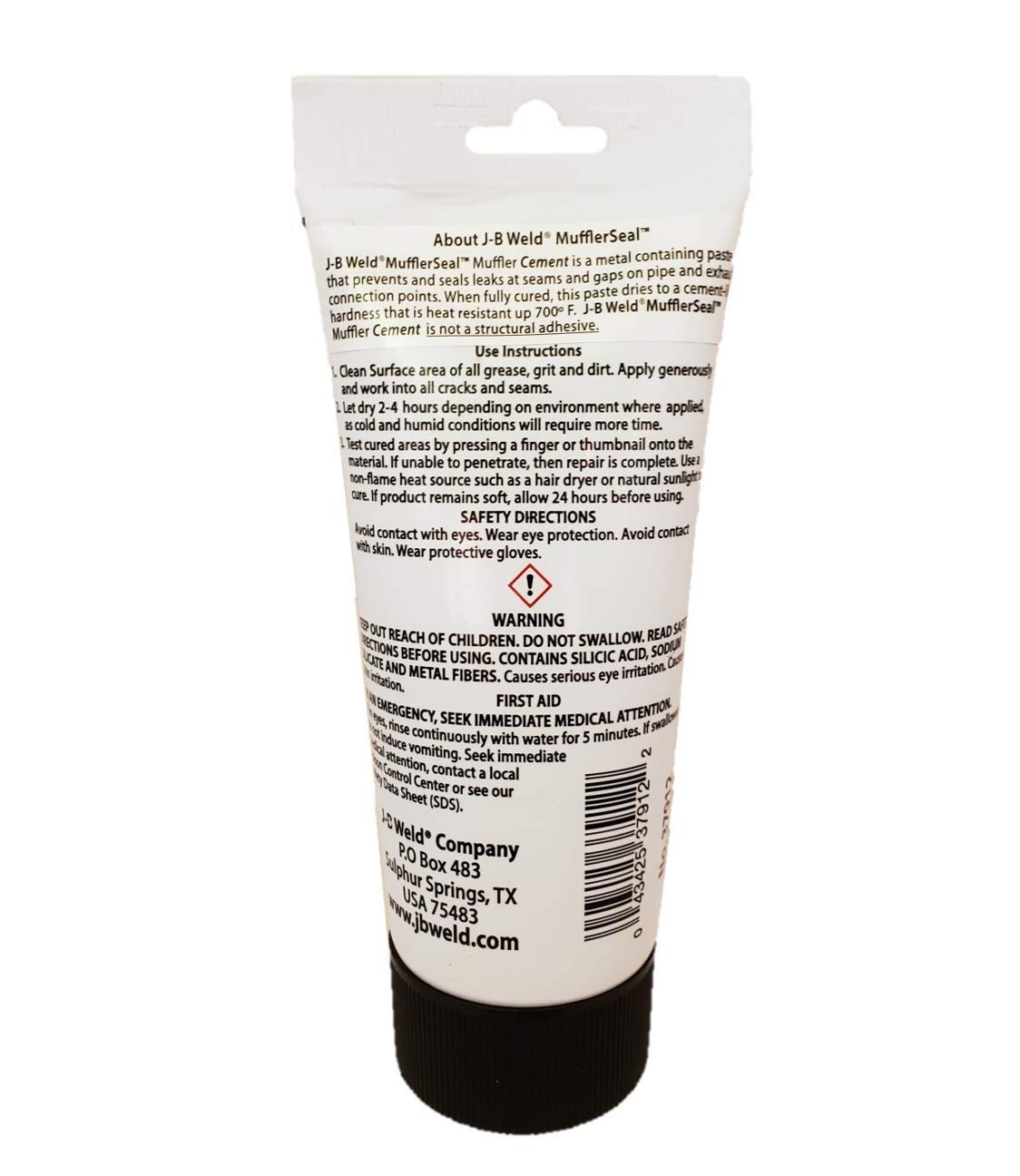 J-B Weld MufflerSeal Muffler Cement Plastic Tube 12 oz., Model Number: 37912