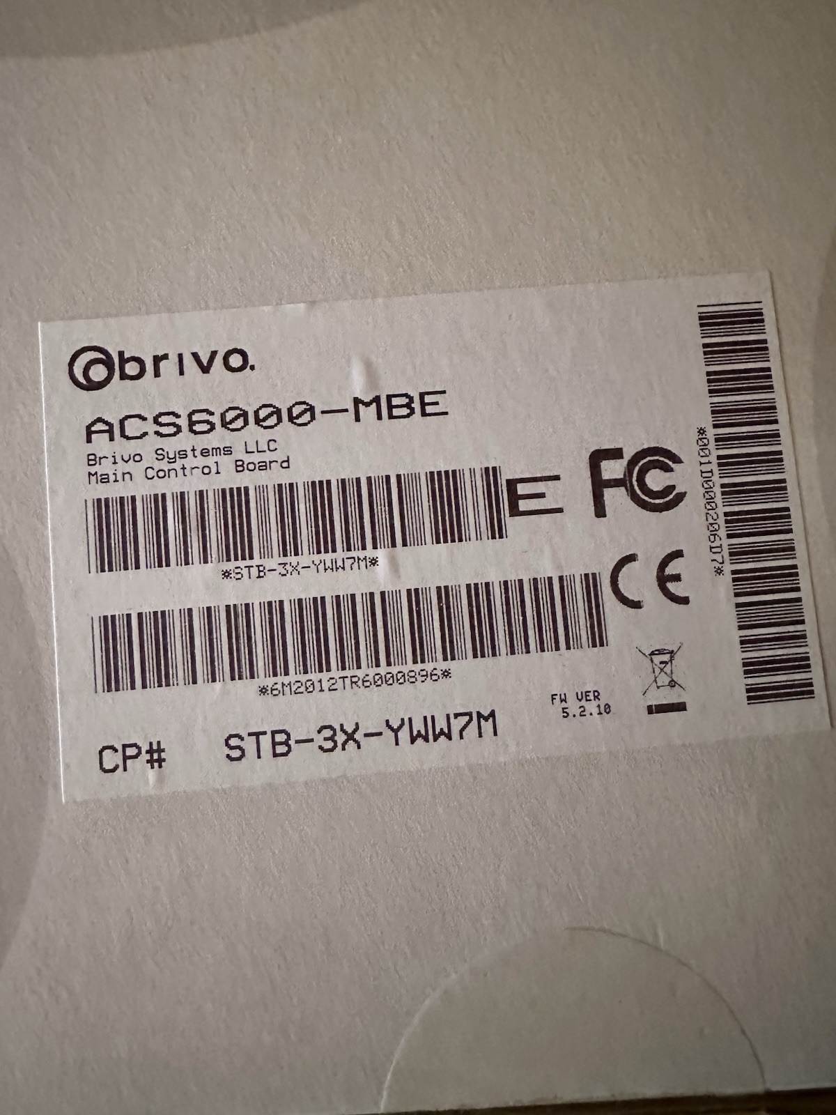 Brivo ACS6000-MBE Main Control Board