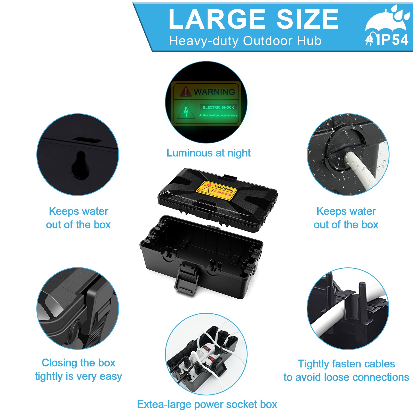 IP54 Waterproof Outdoor Socket Cover Box Heavy Duty PP Extension Cord Protector