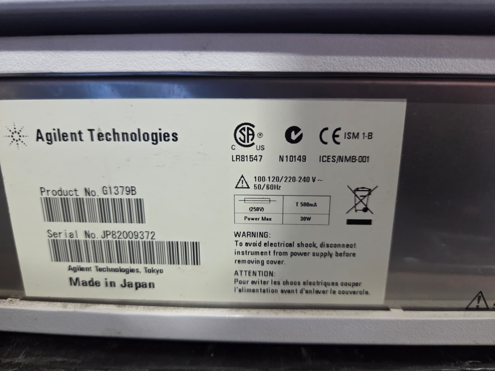Agilent G1379B 4-Channel Micro Vacuum Degasser . CT.3 .PARTS