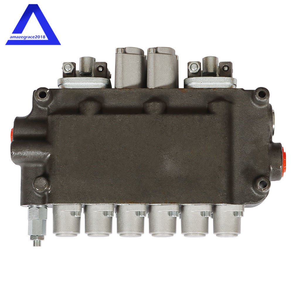 6 Spool 21 GPM Hydraulic Backhoe Directional Control Valve W/Joysticks SAE Ports